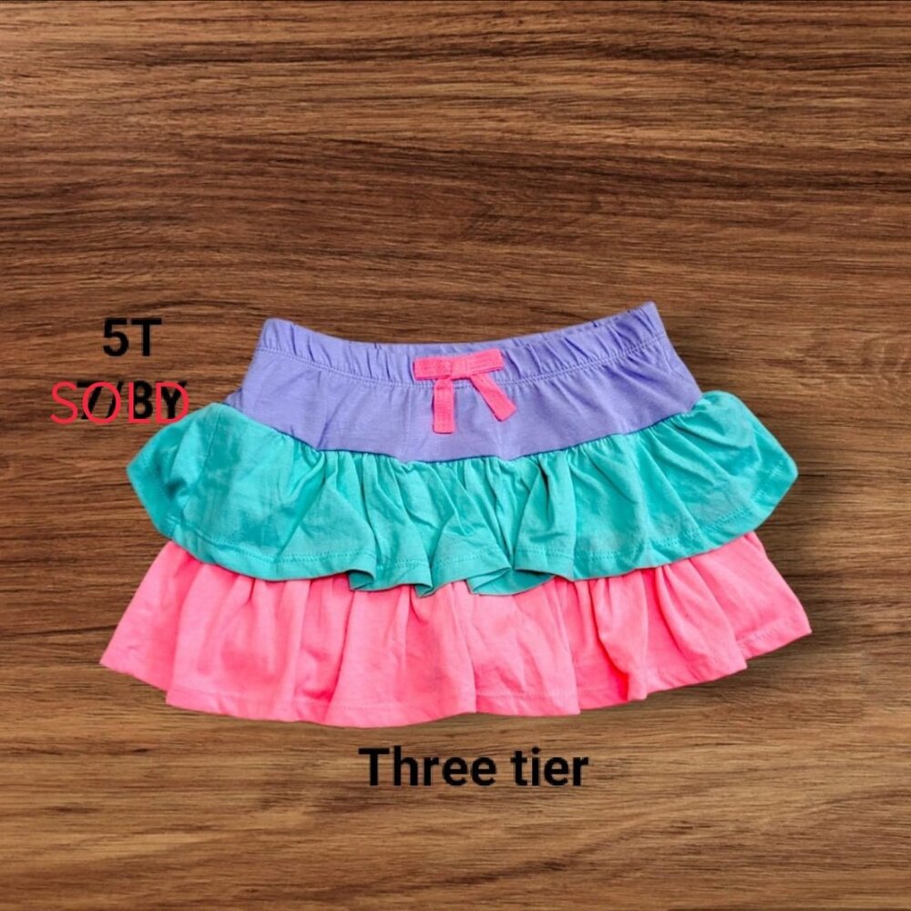 Cynthia Rowley 3 Tier Color Block Ruffles Skort with Bow Super Soft Cotton NWOT